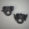Dayak Piercing Jewelry Male Earring With Interlocking Aso Motif From Wood With Display Stand - Image 3