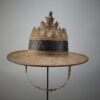 Old Rattan Dayak Kanyah Elder's Hat With Black And Indigo Stripes. - Image 2