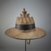 Old Rattan Dayak Kanyah Elder's Hat With Black And Indigo Stripes. - Image 5