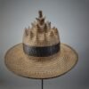 Old Rattan Dayak Kanyah Elder's Hat With Black And Indigo Stripes. - Image 7