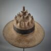 Old Rattan Dayak Kanyah Elder's Hat With Black And Indigo Stripes. - Image 9