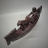 Old Sarawak Boat Carving With Human And Dog Pet in Ironwood - Image 6