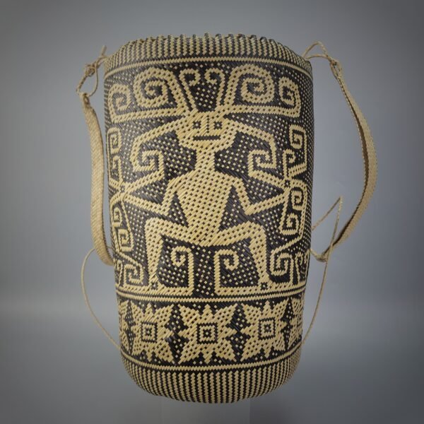 Rare Borneo Dayak Rattan Anjat with Figurative Design - Image 2