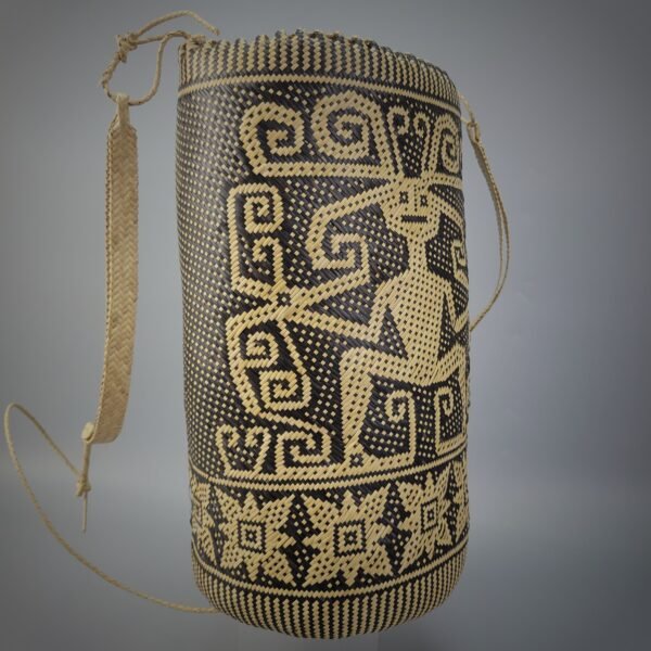 Rare Borneo Dayak Rattan Anjat with Figurative Design - Image 3