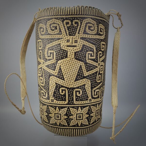 Rare Borneo Dayak Rattan Anjat with Figurative Design - Image 5