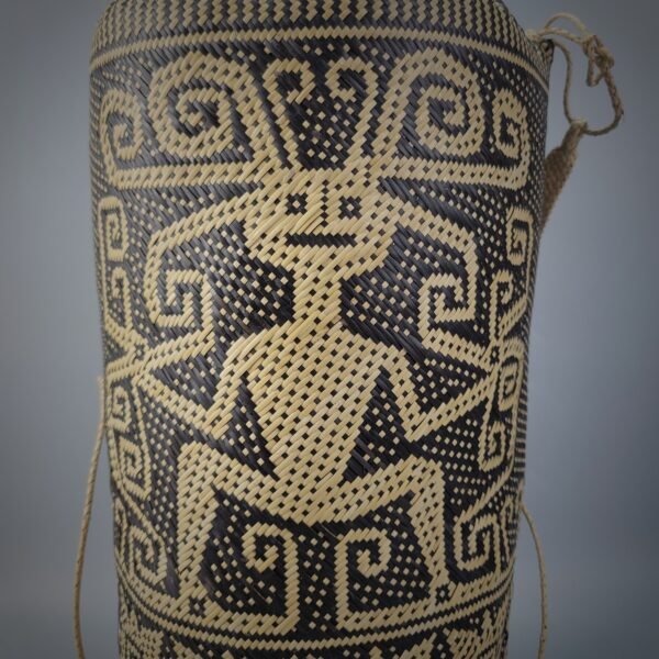 Rare Borneo Dayak Rattan Anjat with Figurative Design - Image 7