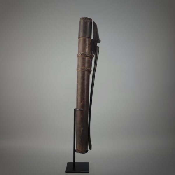 Old Borneo Dayak Bamboo Quiver With Carved Hornbill Holder - Image 3