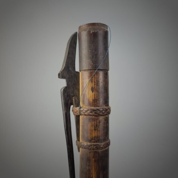 Old Borneo Dayak Bamboo Quiver With Carved Hornbill Holder - Image 7