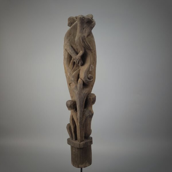 Old Borneo Dayak Iban Ceremonial Sculpture / Totem Pole (Belian) - Image 10