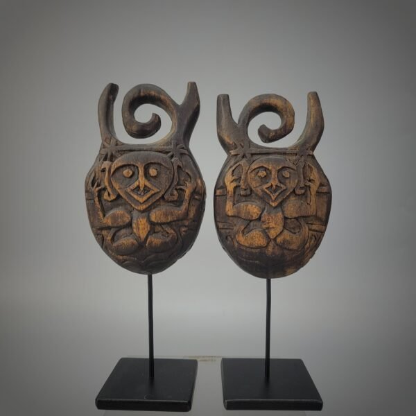 Borneo Dayak Modang Chief  Earring From Wood - Image 2