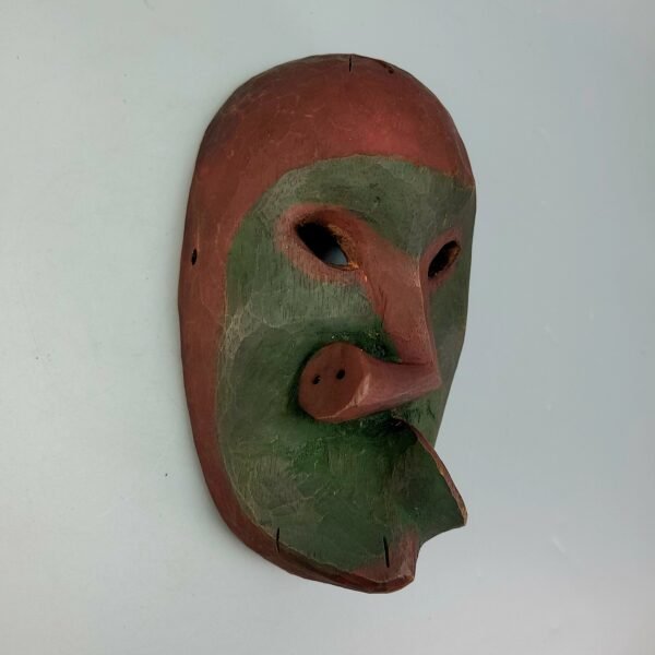 Dayak Bidayuh Healing Mask With Green and Red Feature - Image 2