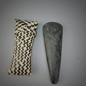 Dayak “Thunder Stone” with Rattan Storage Pouch