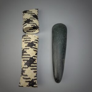 Dayak Axe Stone with Handwoven Rattan Fitting