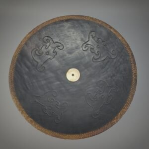 Borneo Dayak Ironwood Ceremonial Bowl With Rattan Rim and Shell