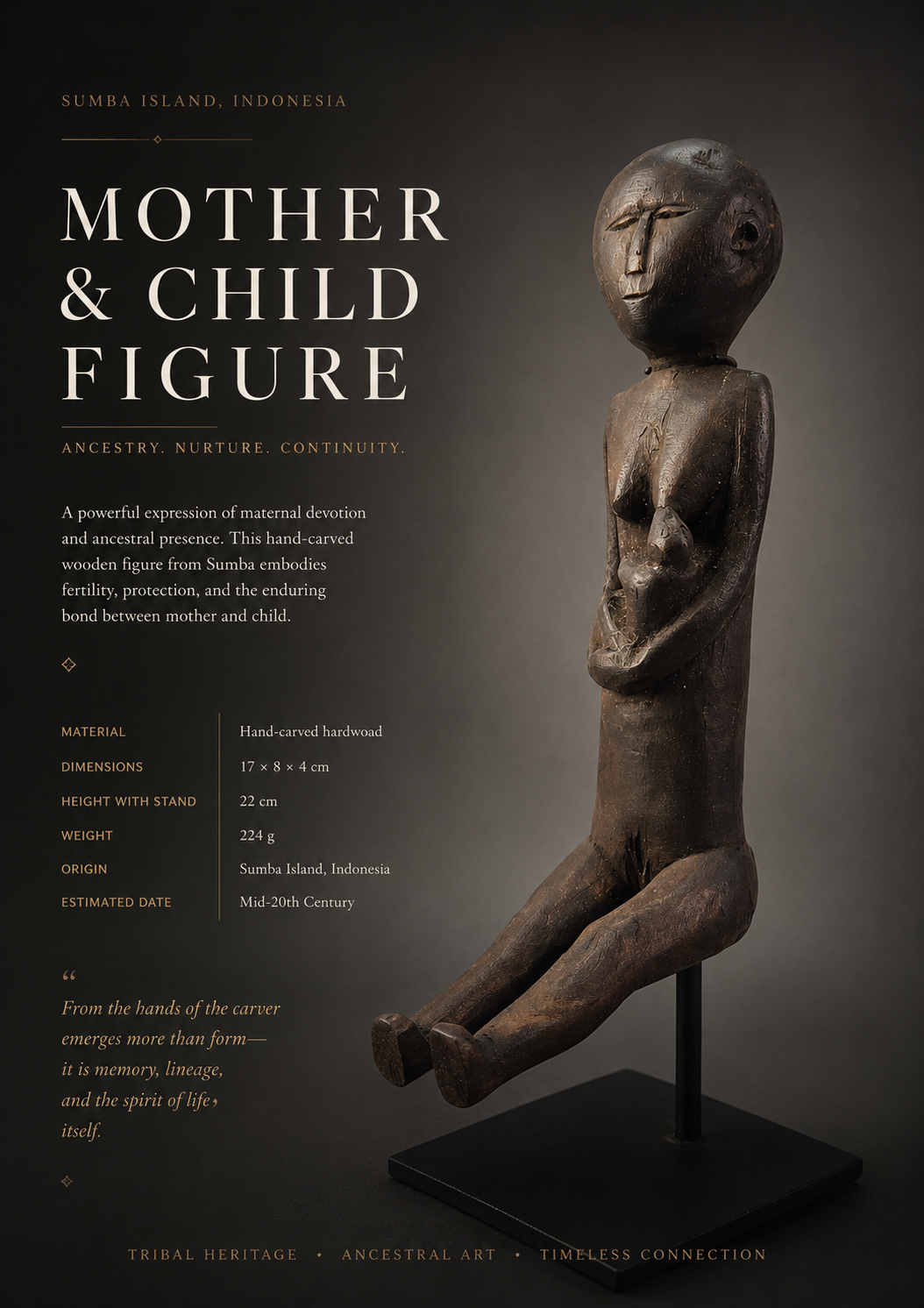 Mother and Child Figure From Sumba - Image 12