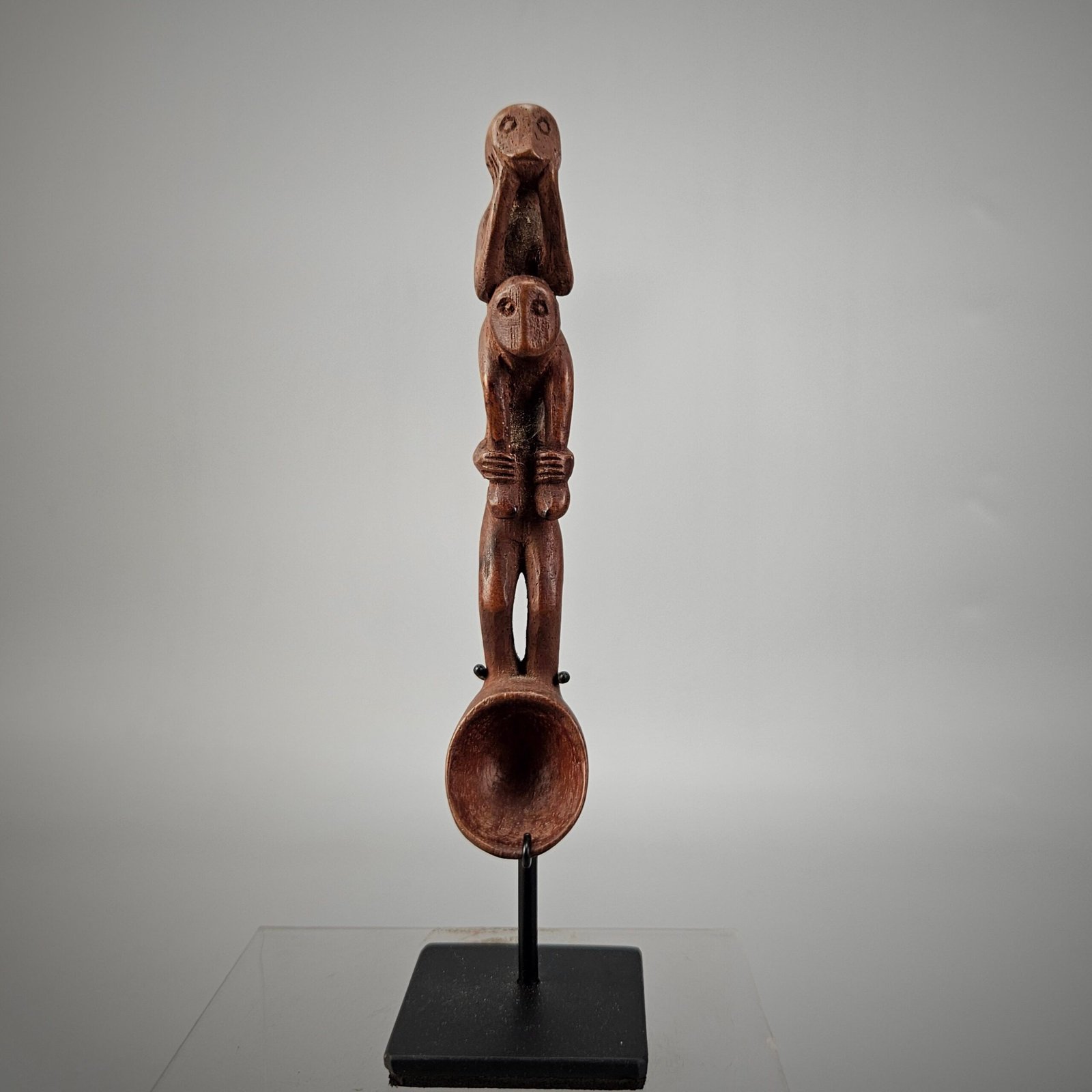 Carved Wooden Honey Spoon with Monkeys from Nusa Tenggara - Image 8