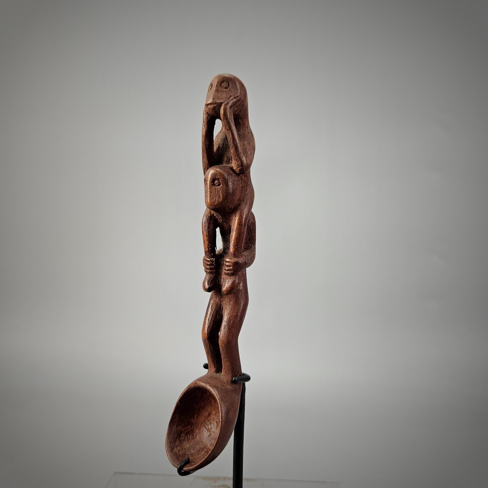 Carved Wooden Honey Spoon with Monkeys from Nusa Tenggara - Image 4