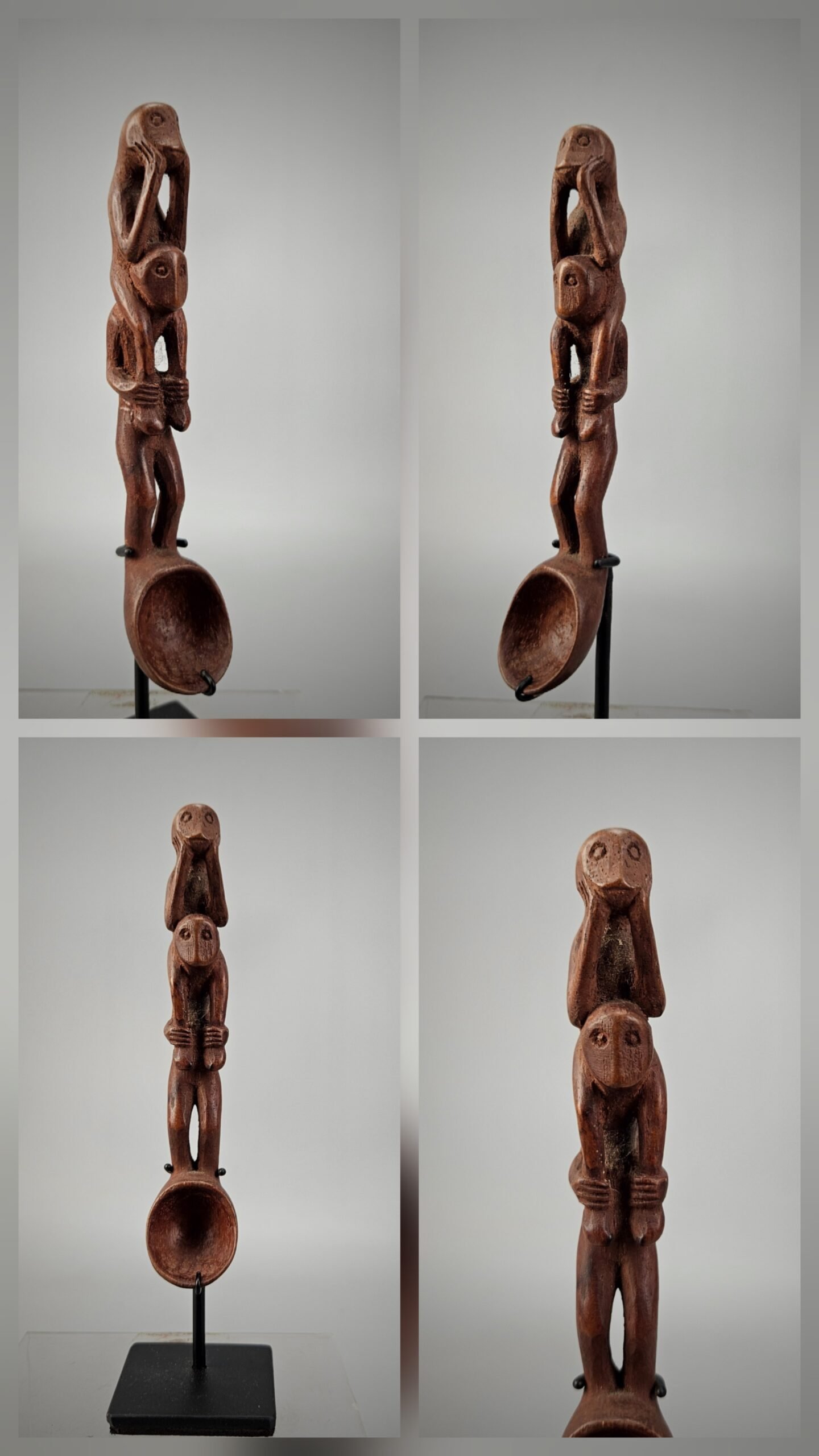 Carved Wooden Honey Spoon with Monkeys from Nusa Tenggara - Image 9