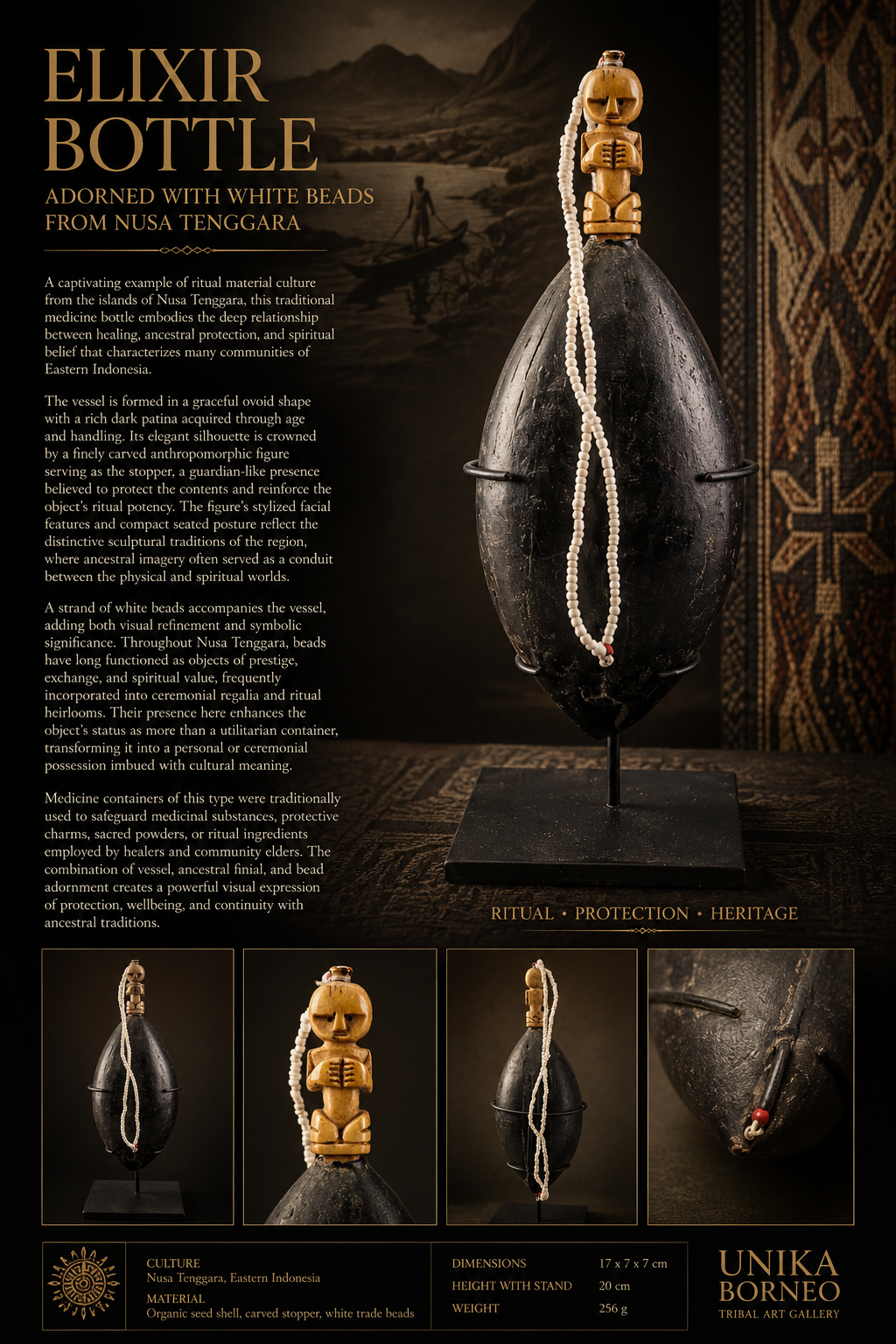Elixir Bottle Adorn with White Beads from Nusa Tenggara - Image 12