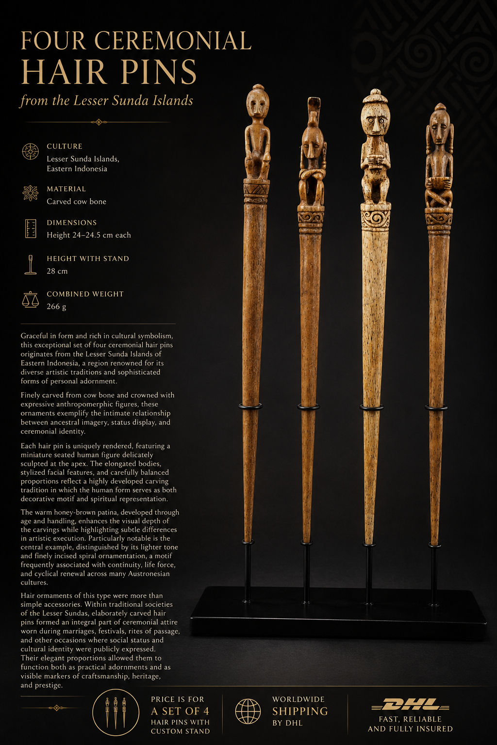 Four Ceremonial Hair Pins from the Lesser Sunda Islands - Image 9