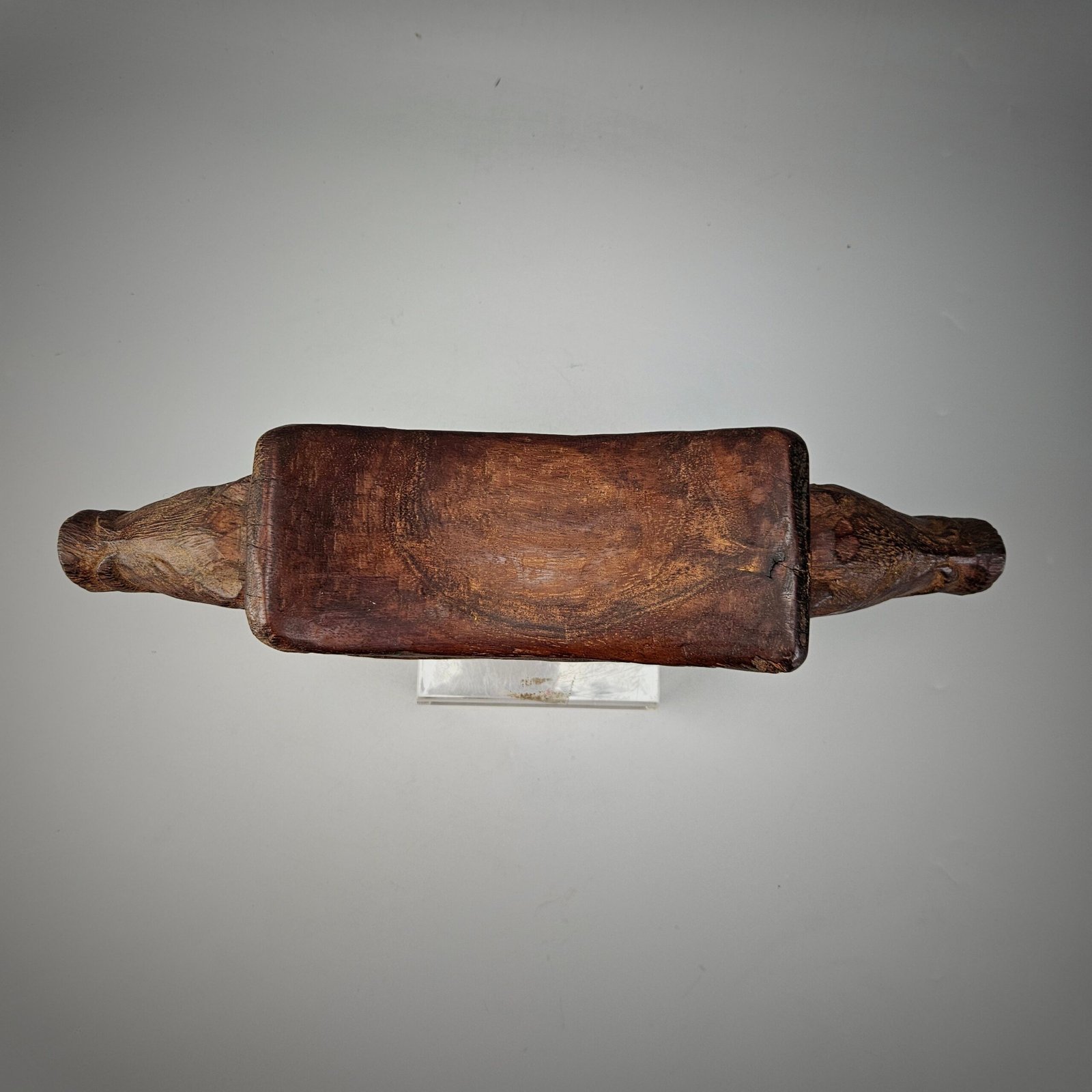 Old Wooden Head Rest From Papua with 2 Pig - Image 9