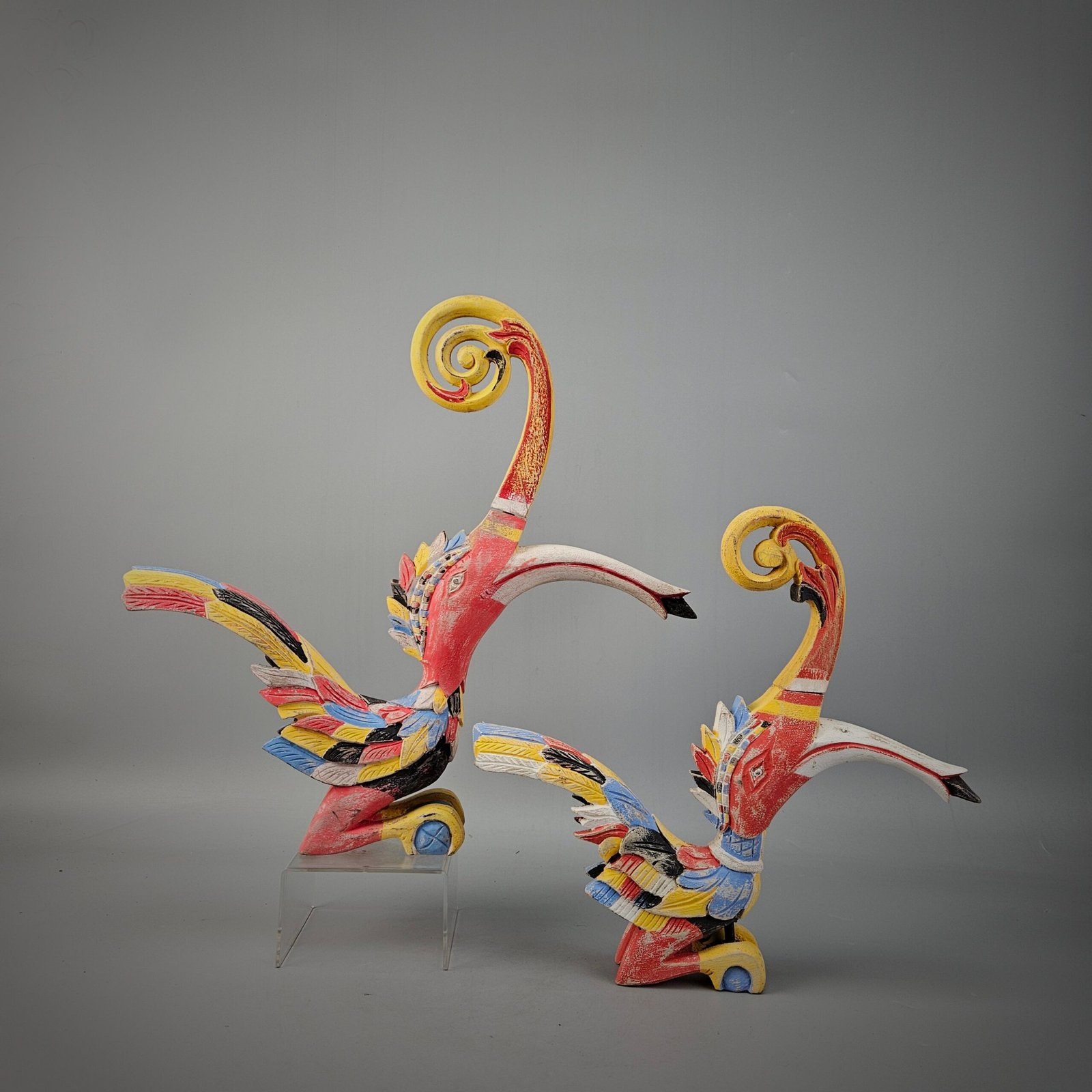 Small Carved Wooden Hornbill in Multicolor - Image 7