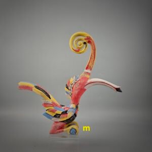 36 cm Carved Wooden Hornbill in Multicolor