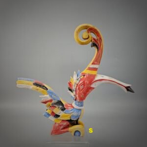 Small Carved Wooden Hornbill in Multicolor