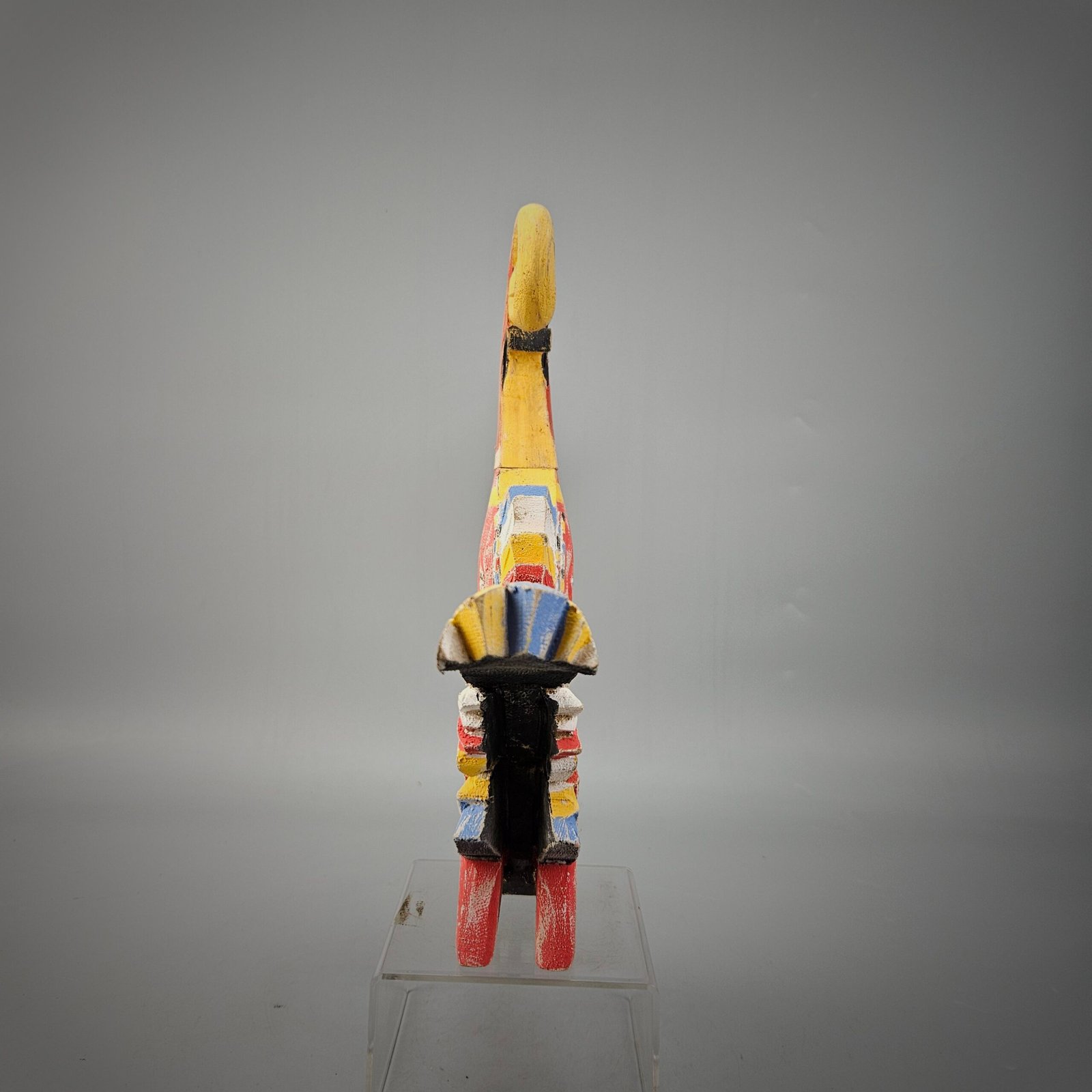 Small Carved Wooden Hornbill in Multicolor - Image 4