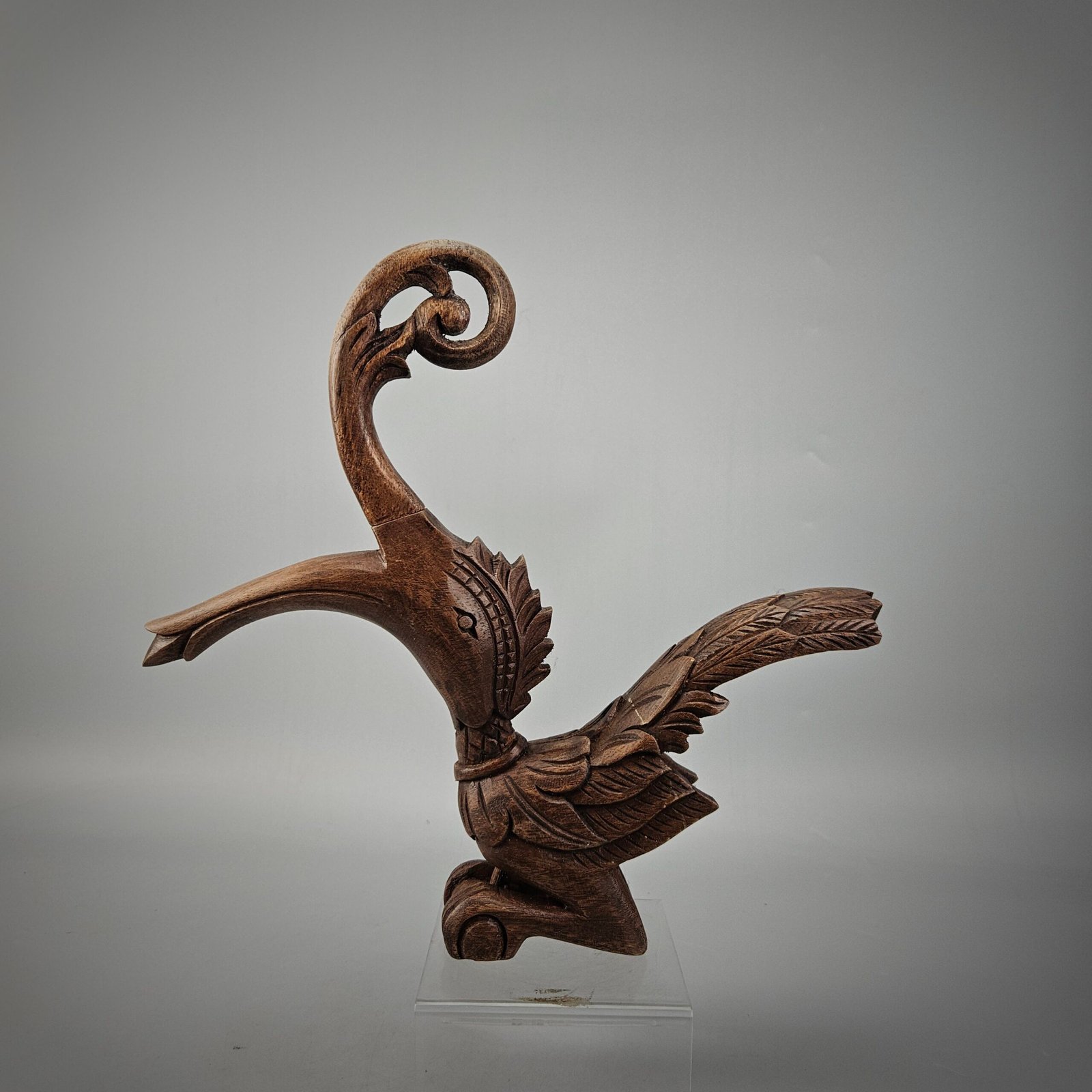 Small Carved Wooden Hornbill in Brown Finish - Image 5