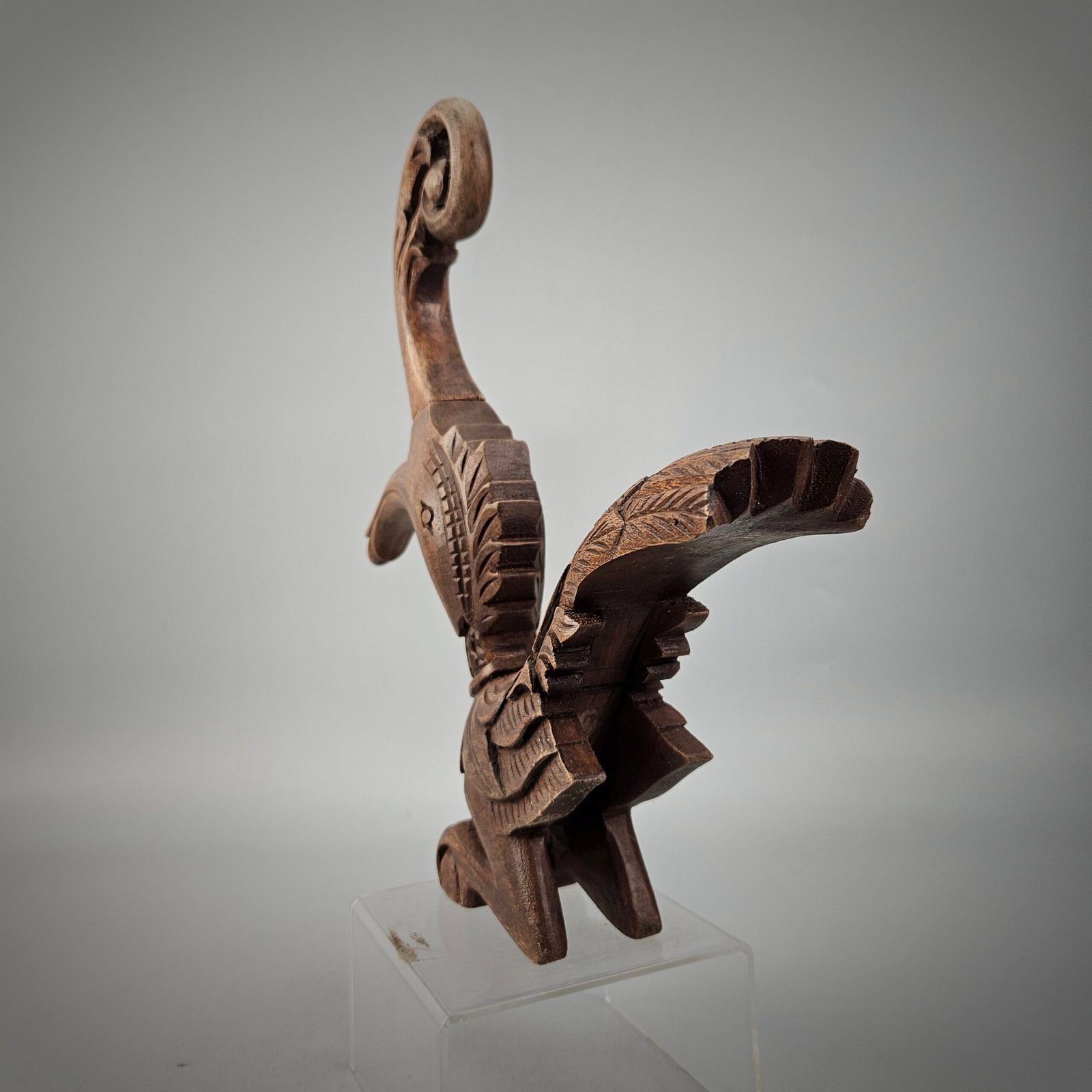Small Carved Wooden Hornbill in Brown Finish - Image 6