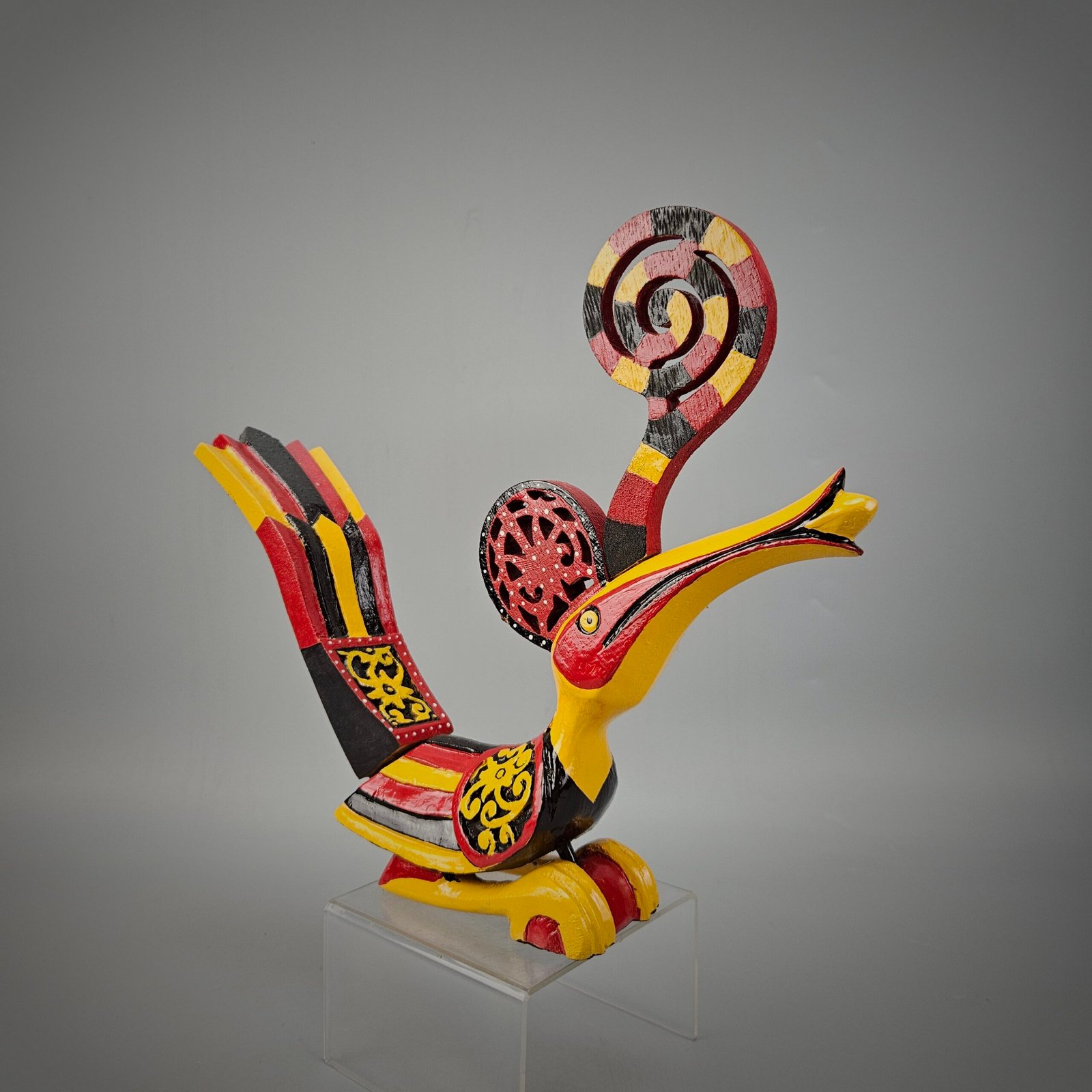 30cm Painted Hornbill Carving